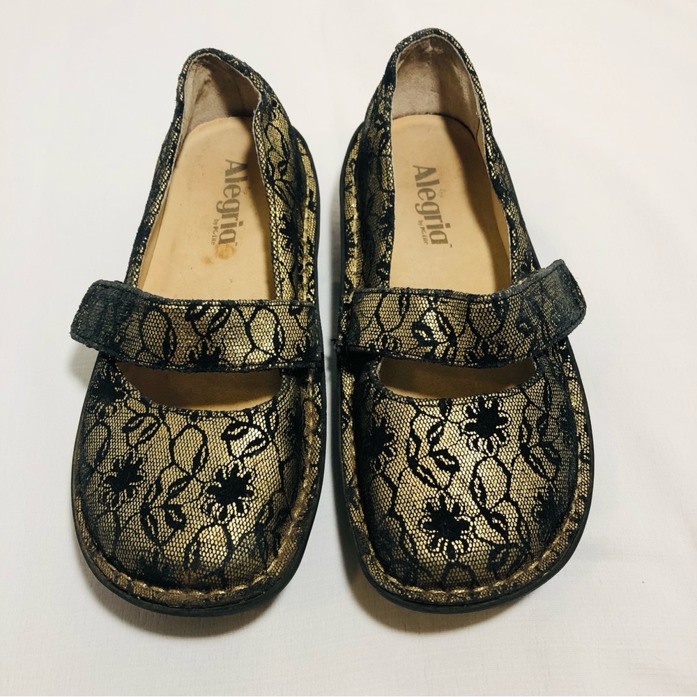 Alegría Paloma Gold and Black with Elegant Lace Overlay EU 35 US 5/5.5
